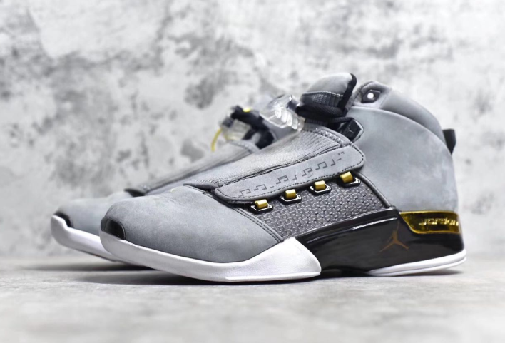 New Air Jordan 17 Trophy Room Cool Grey Metallic Gold Black Shoes - Click Image to Close